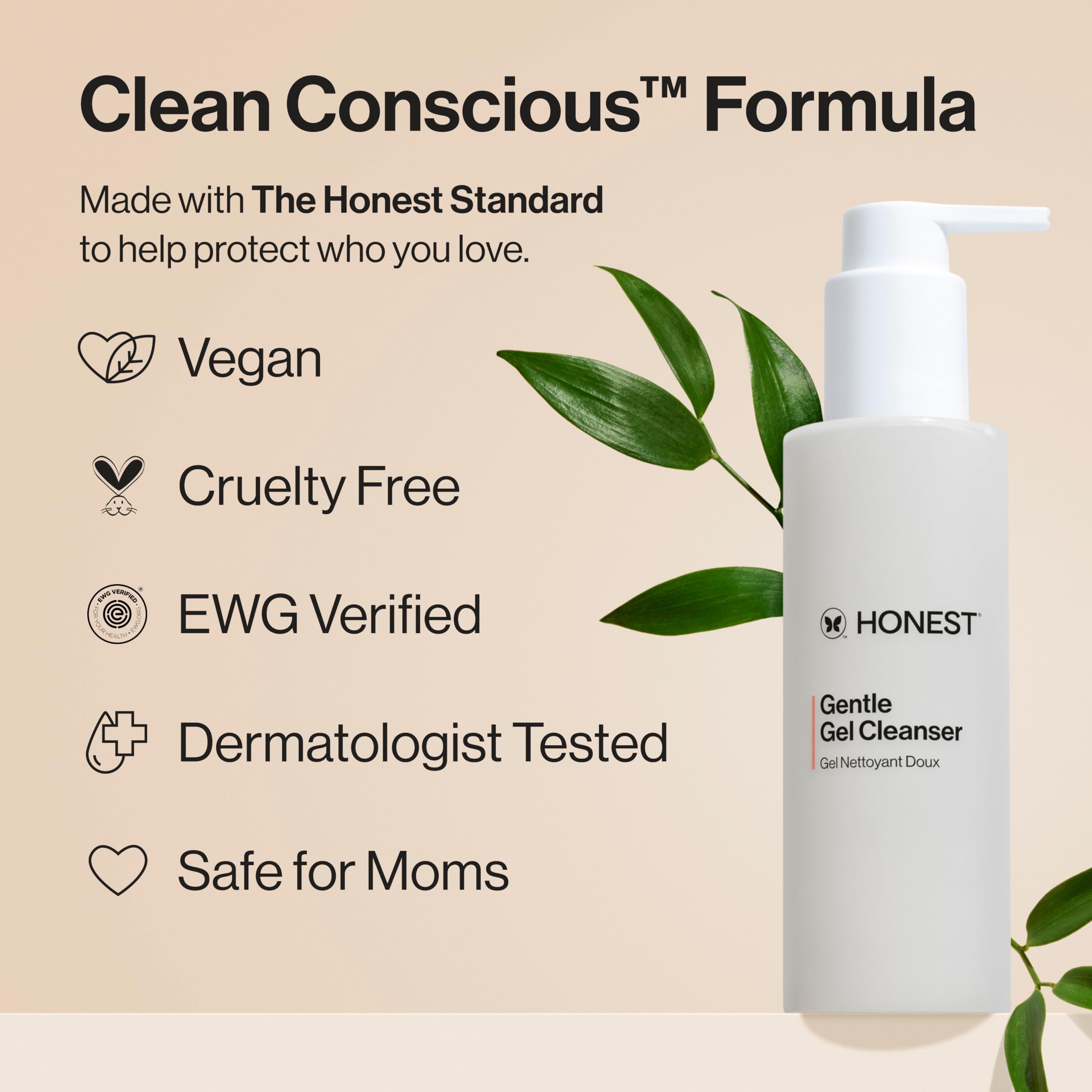 Honest Beauty Gentle Gel Daily Face Cleanser, Calms, Refreshes, Hydrates, Vegan Safe for Sensitive Skin, 5 fl oz