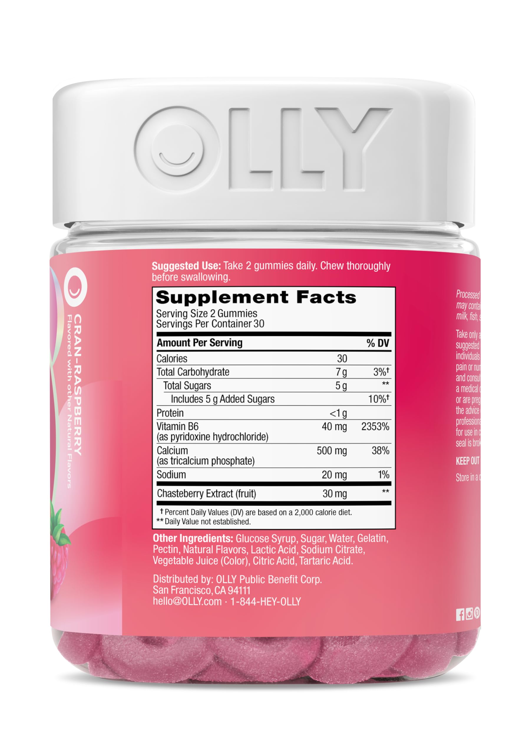 OLLY Period Hero Gummies, PMS Support Supplement,* Chasteberry, Vitamin B6, Calcium, Cran-Raspberry Flavor, 30 Day Supply - 60 Count OLLY Au supplements