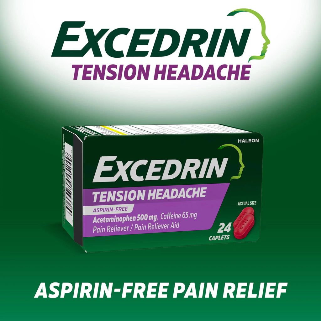 Excedrin Tension Headache Relief Caplets Without Aspirin for Head, Neck and Shoulder Pain Relief - 100 Count Excedrin Au supplements