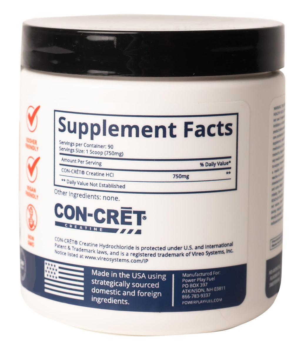 CREATINE HCl Powder for Men and Women, Muscle Strength, Brain Performance, Heart Health & Immune Support - Raw Tart Taste, 90 Servings POWER PLAY FUEL Au supplements