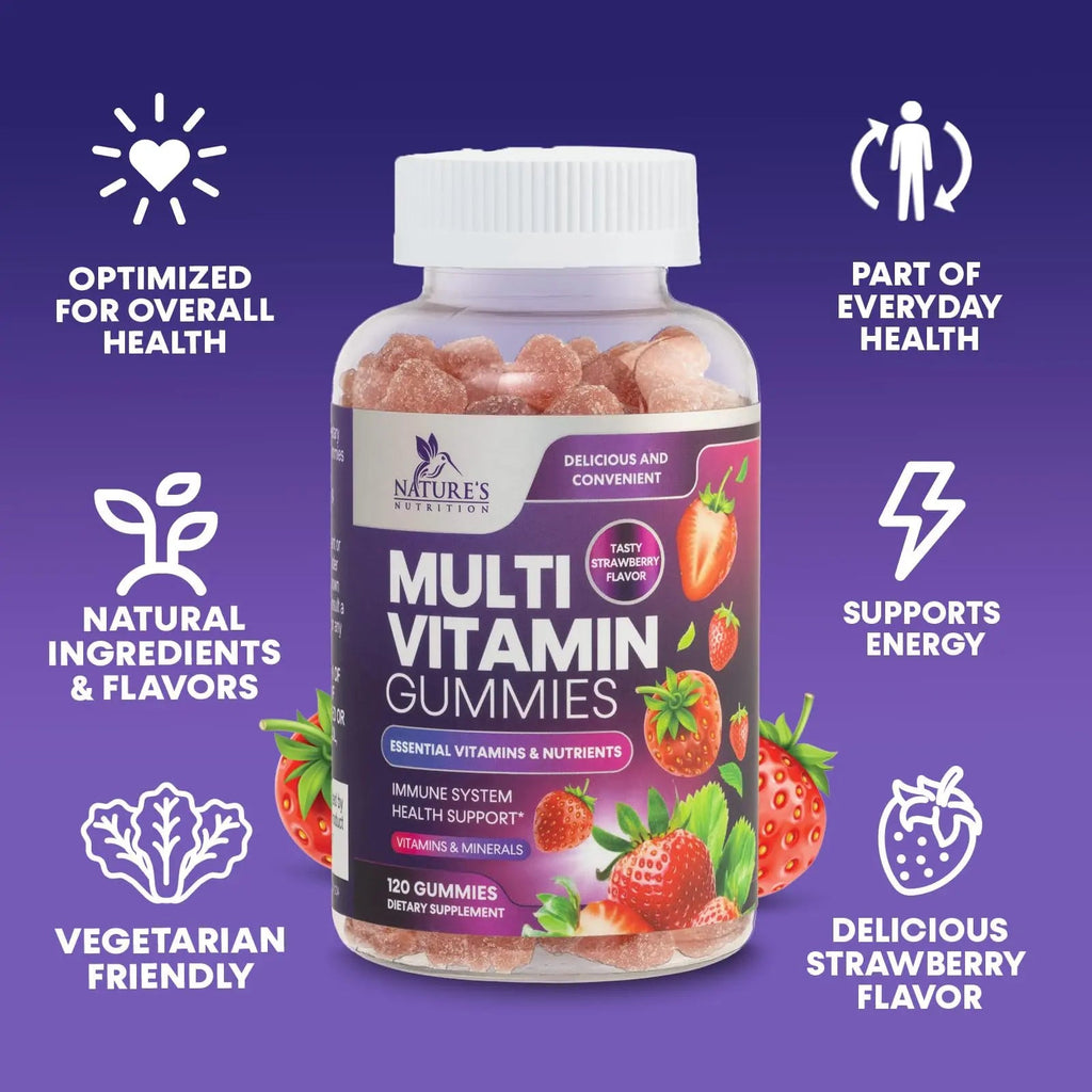 Multivitamin Gummies for Adults - Daily Adult Multivitamins Gummy with Vitamins A, C, D, B12 for Women & Men Nature's Nutrition Au supplements