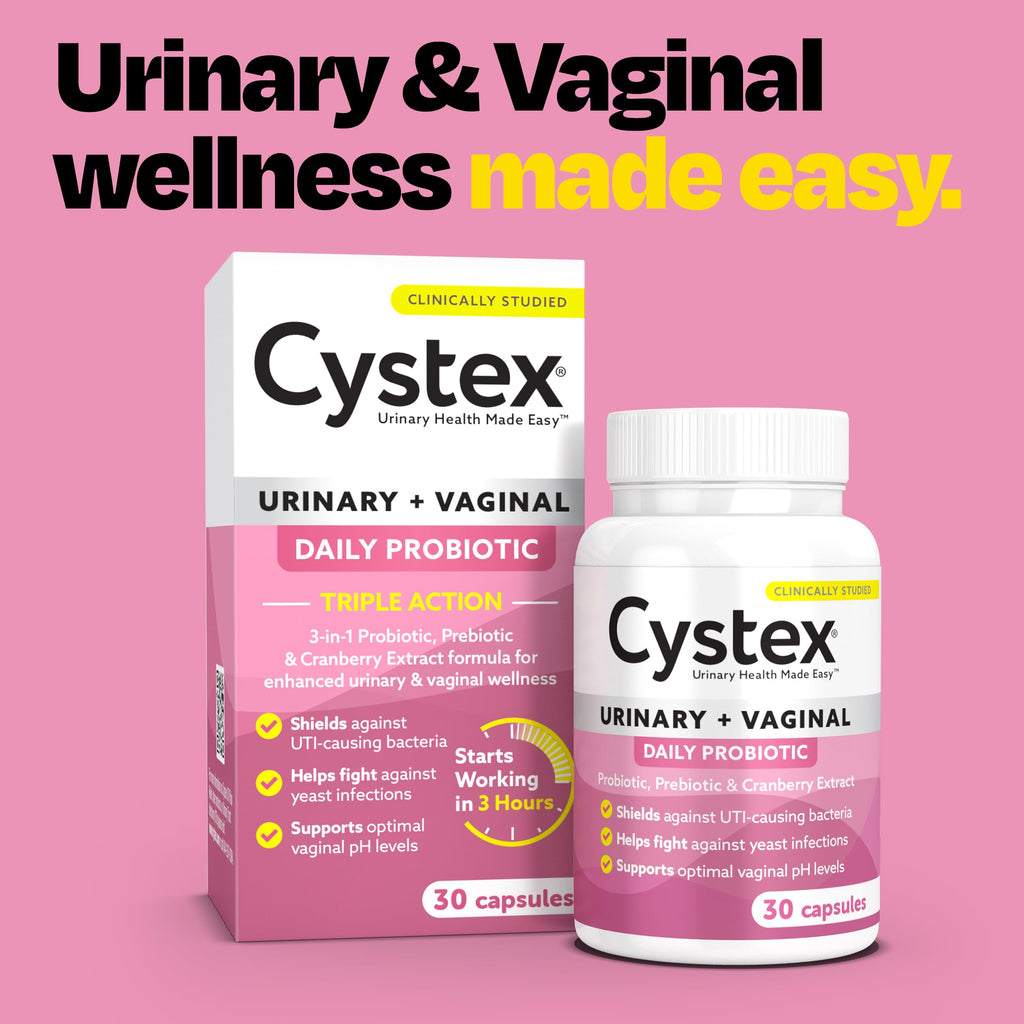 Cystex 3-in-1 Urinary Tract Probiotic for Women - Fast-Acting UTI & Yeast Infection Support with Prebiotics, Probiotics, & Cranberry - Supports Vaginal pH & Flora Balance - 30 Capsules Cystex Au supplements