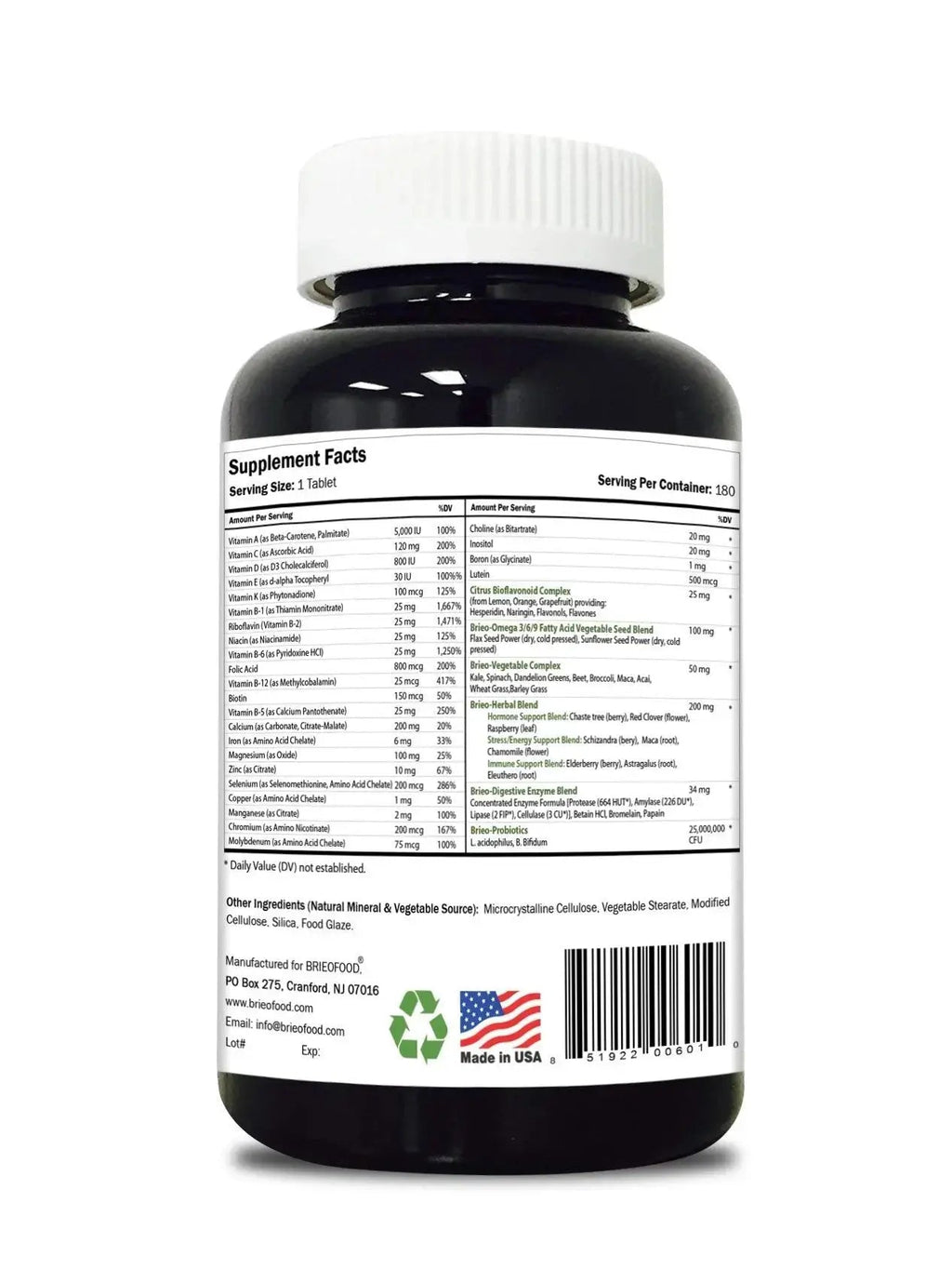 Briofood, Day-to-Day Food Based Women's Multi (180 Tablets) with Vegetable Source Omegas Brieofood Au supplements