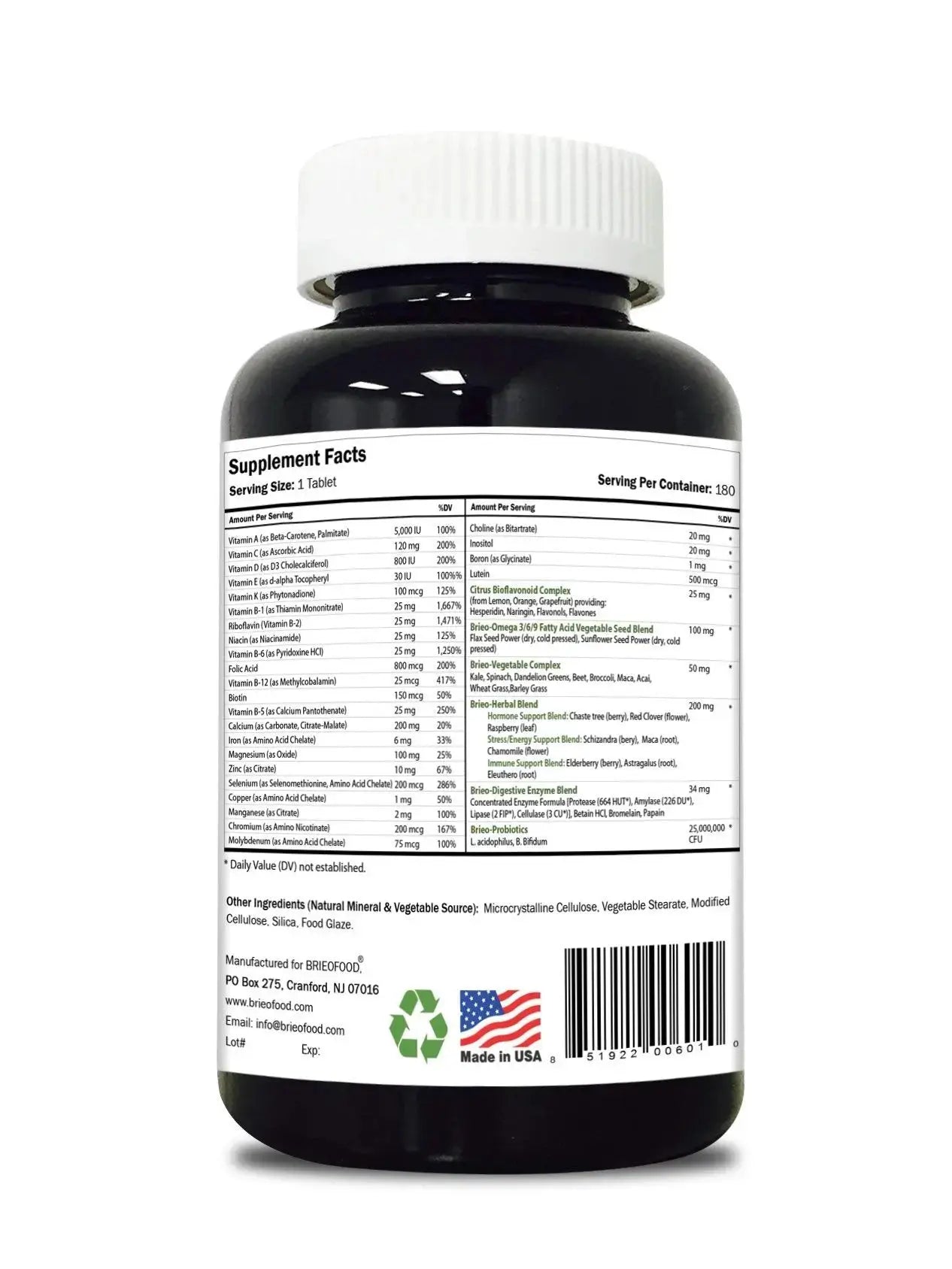 Briofood, Day-to-Day Food Based Women's Multi (180 Tablets) with Vegetable Source Omegas Brieofood Au supplements