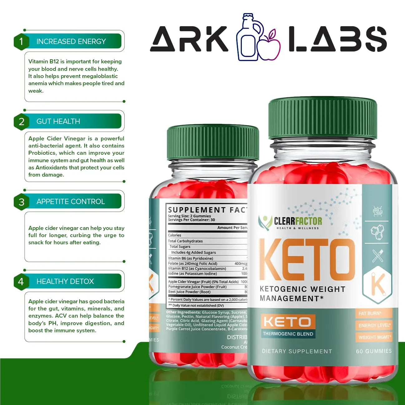 (2 Pack) Clear Factor Gummies, Clear Factor ACV Gummies, Clear Factor Gummy, Clear Factor Ark Labs Au supplements
