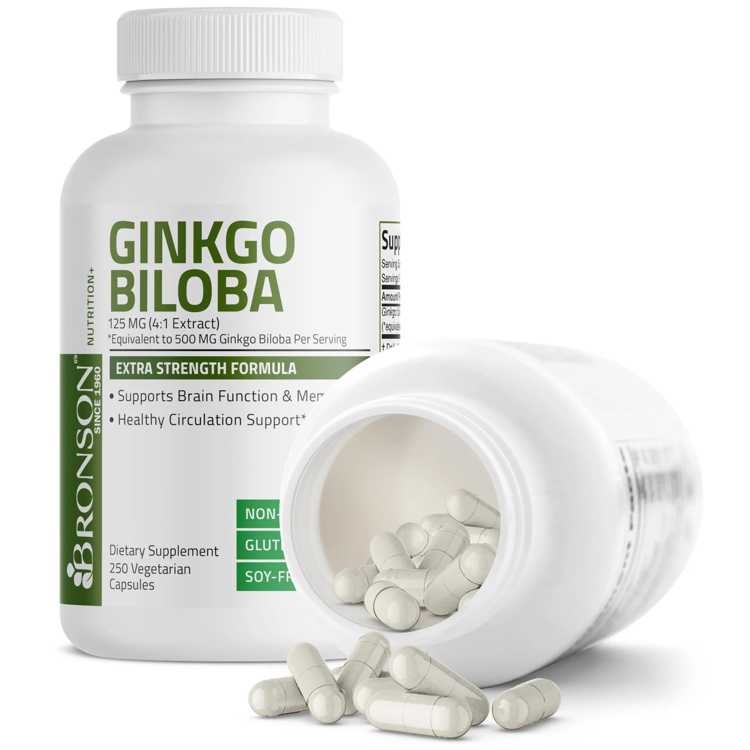 Bronson Ginkgo Biloba Extra Strength 125mg (4:1 Extract) Equivalent to 500mg Bronson Au supplements