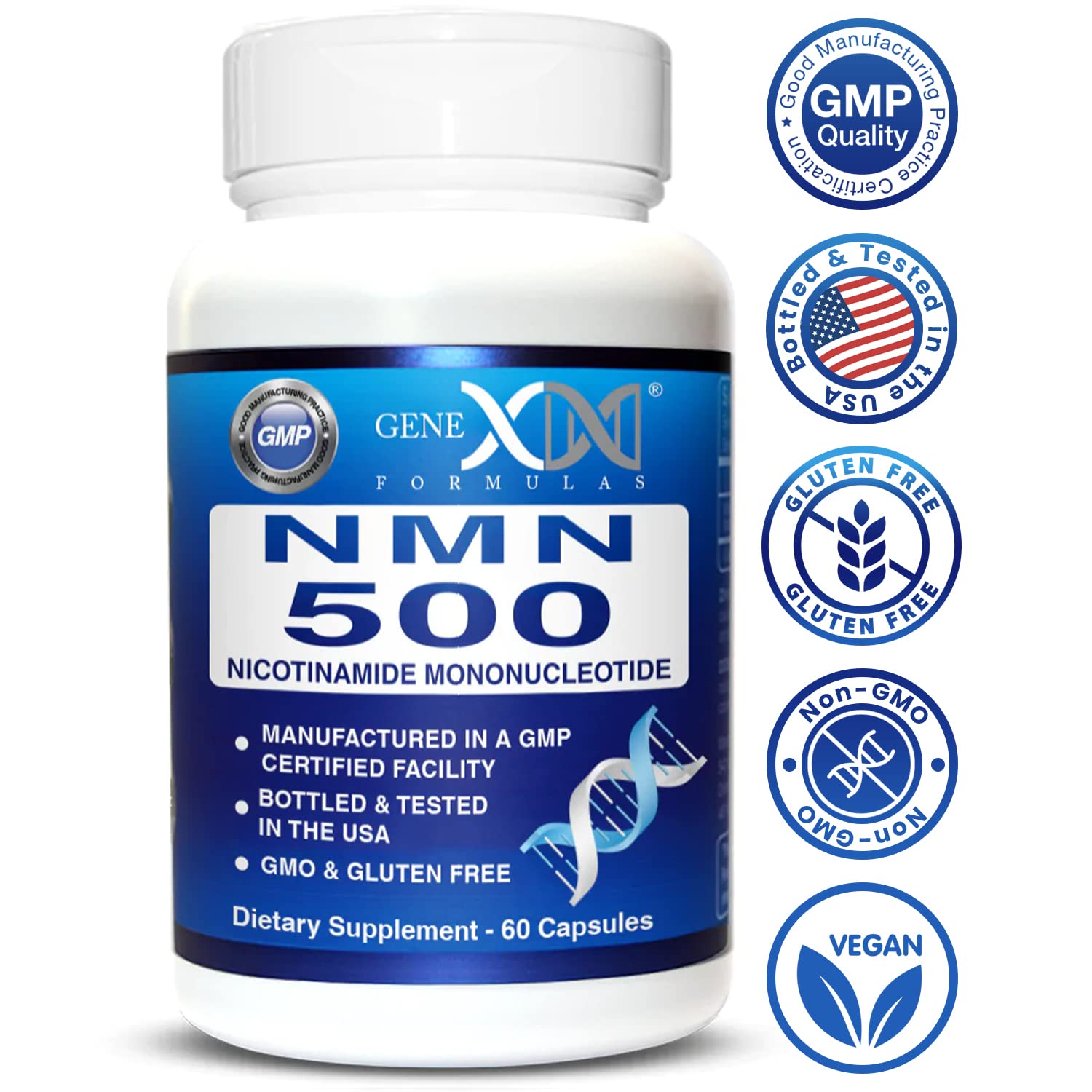Genex Formulas NMN 500mg - 99% Pure Shelf Stabilized Supplement Capsules for Increased NAD Levels & Healthy Aging, GMP Certified, 500mg per Serving, 60 Capsules Genex Formulas Au supplements