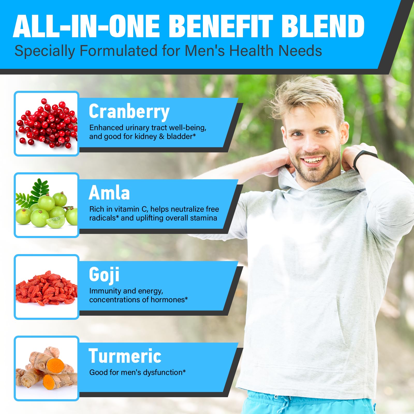 Probiotics for Men, 500 Billion CFUs 12 Strains, Mens Probiotics for Gut Health*, Digestive Health*, Energy, Prostate & Urinary Tract*, with Cranberry, Goji, Turmeric & Amla, Shelf Stable, 60 Caps Edoempe Au supplements