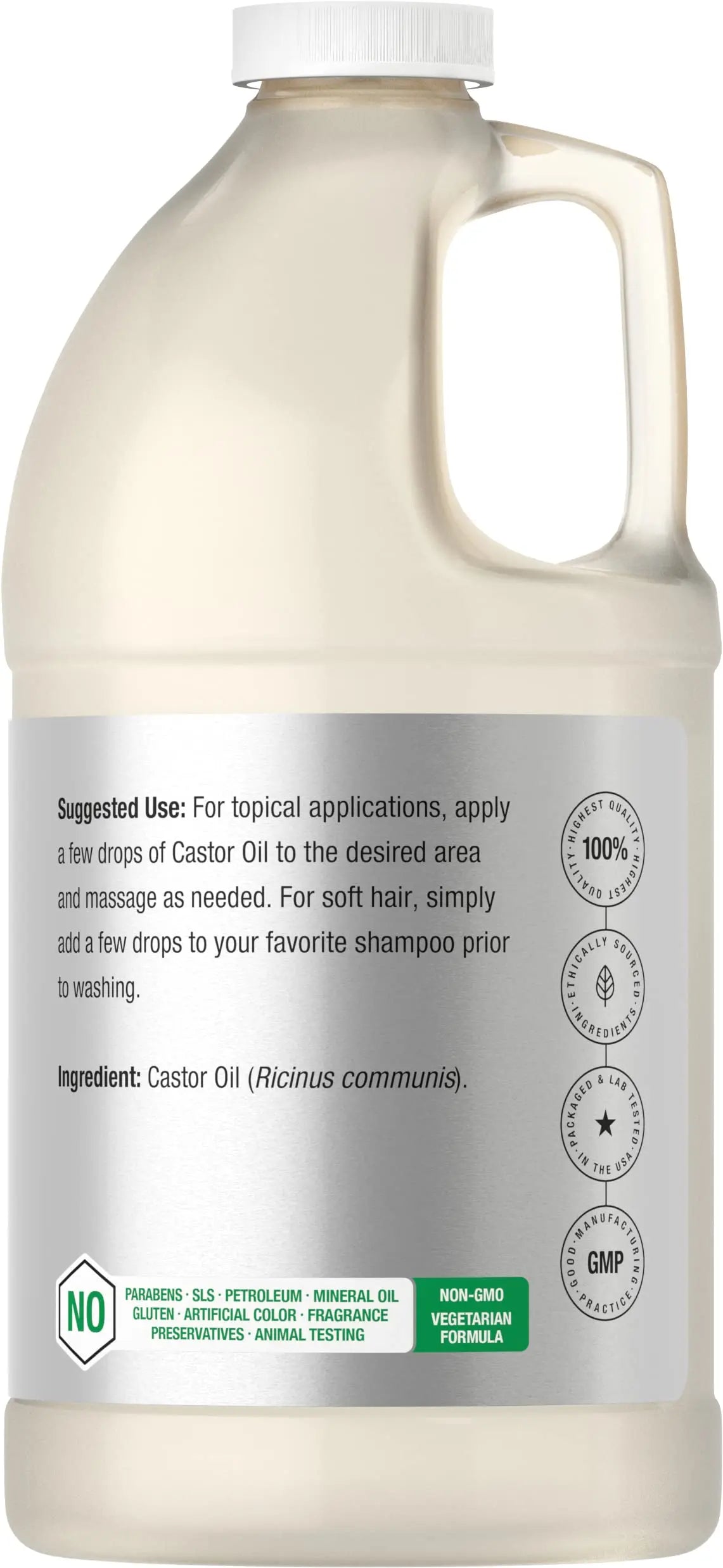 Castor Oil 64oz | for Hair Health, Eyelashes & Eyebrows | Hexane Free & Cold Pressed Horbäach Au supplements