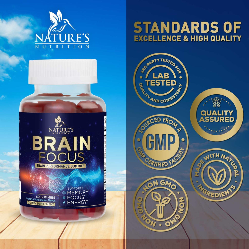 Brain Supplements for Memory and Focus with Phosphatidylserine, Nootropic Memory Supplement Gummy for Brain Health, Concentration, Mental & Cognitive Support, Focus Vitamins with B6 & B12-60 Gummies Nature's Nutrition Au supplements