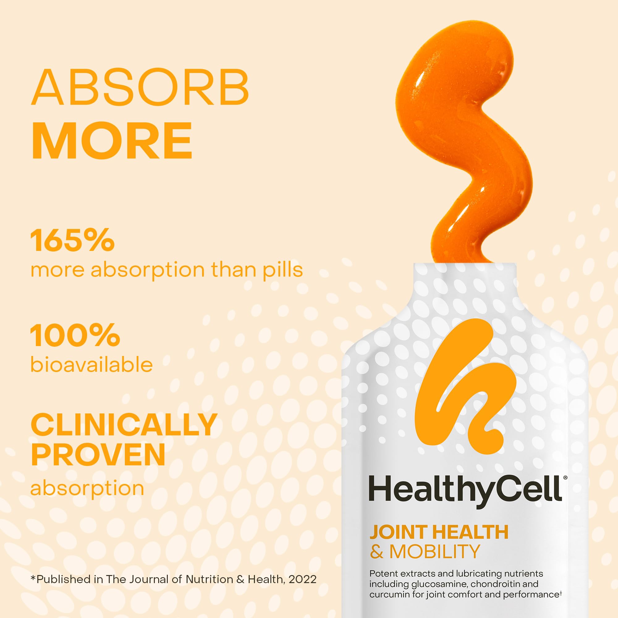 Healthycell Joint Health & Mobility Daily Liquid Supplement - Joint Support Supplement, Inflammation Response, Cartilage & Flexibility with Curcumin, Glucosamine & Chondroitin - 14 Gel Packs Healthycell Au supplements