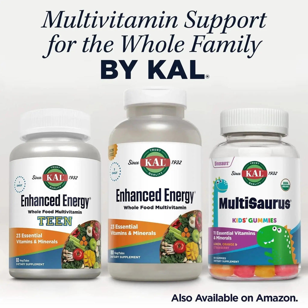 KAL® Enhanced Energy Multivitamin | Whole Food Based Vitamins & Minerals w/ Antioxidants, Digestive Enzymes & Natural Carotenoids | 180 Capsules KAL Au supplements