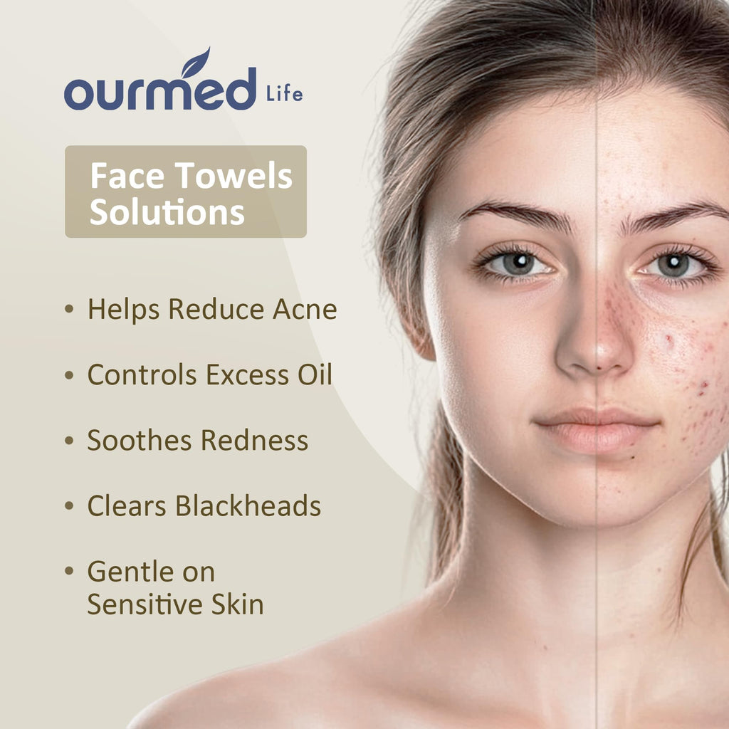 Ourmed Life Face Towels, Disposable Biodegradable Facial Towels for Sensitive Skin