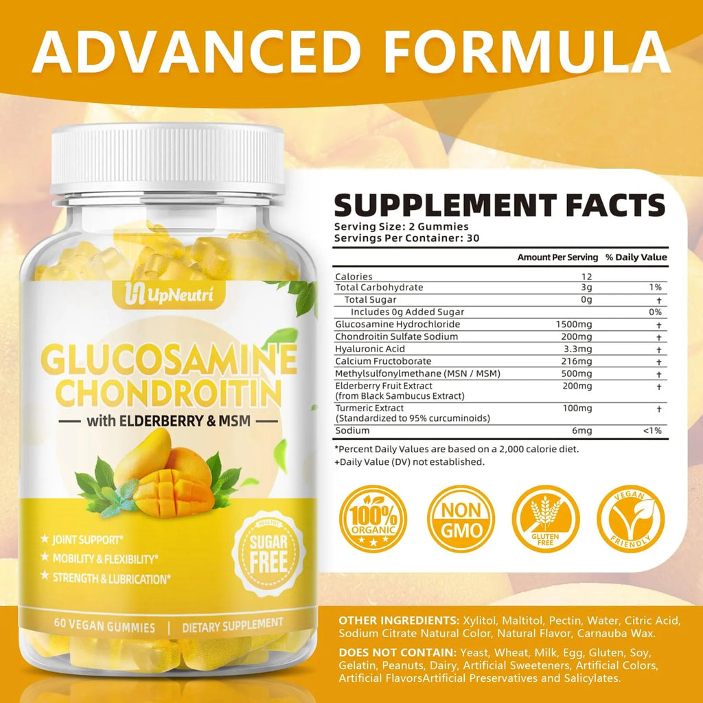Sugar Free Glucosamine Chondroitin Gummies, Extra Strength 1500mg Glucosamine UPNEUTRI Au supplements
