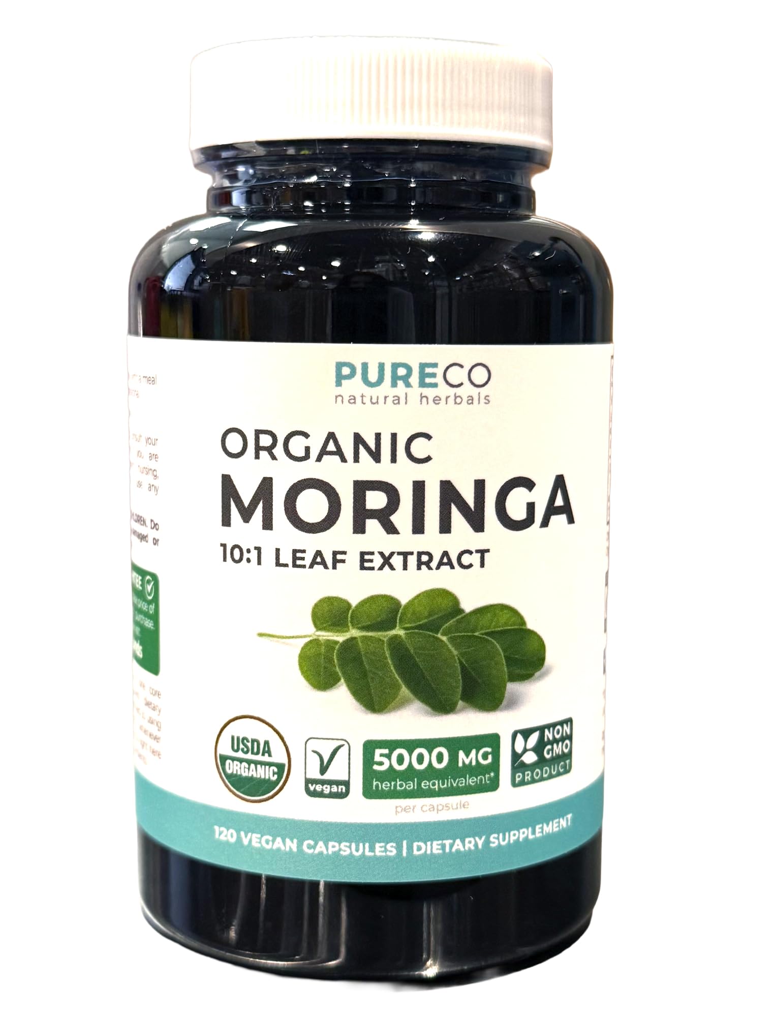 USDA Organic Moringa Capsules - High Potency Organic Moringa 500mg Extract 10:1 Per 1 Capsule Serving - Nutrient Dense Green Superfood Antioxidant