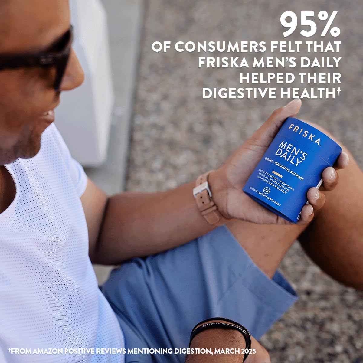 Friska Daily Digestive Enzymes with Probiotics for Men - Helps Break Down Protein, Fat & Carbs, Reduces Bloating & Gas, with Vitamins B6 & B12, 30 Capsules FR!SKA Au supplements