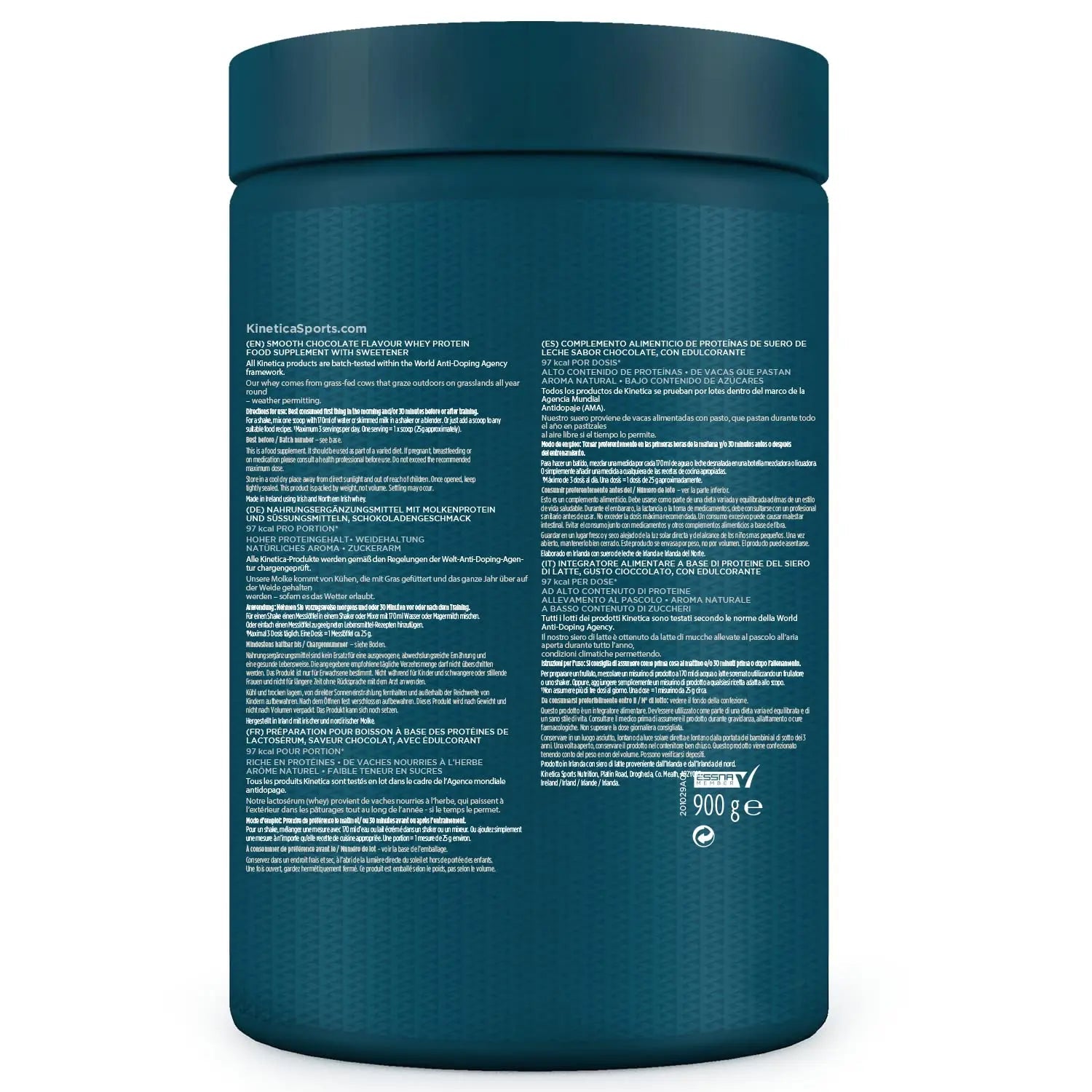 Kinetica Lean Protein Powder, Low Calorie, Grass Fed Whey, 72 Servings, Smooth Chocolate, 1.8kg Kinetica Au supplements