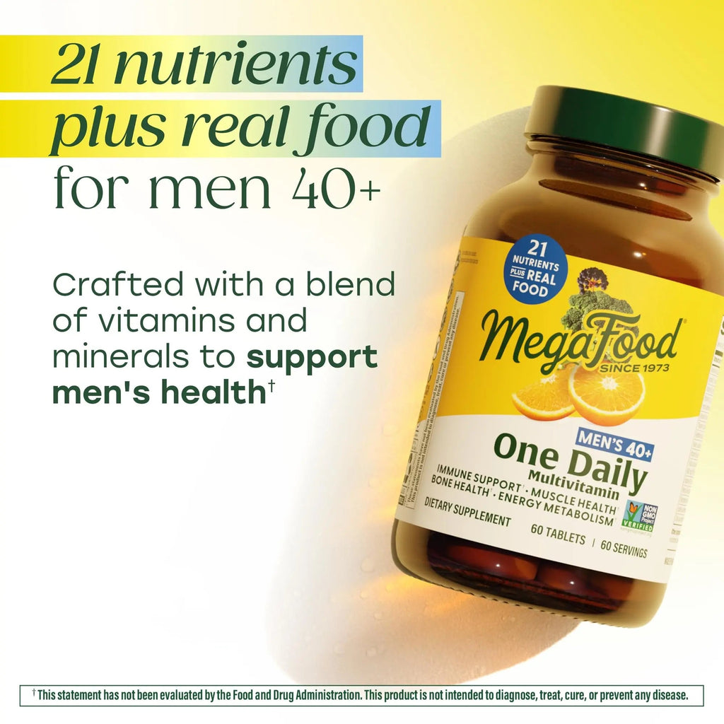 MegaFood Multivitamin for Men 40+ One Daily Mens Multivitamins - Methylated B12, Vitamin D3, B6, C & Zinc, Muscle & Bone Health MegaFood Au supplements