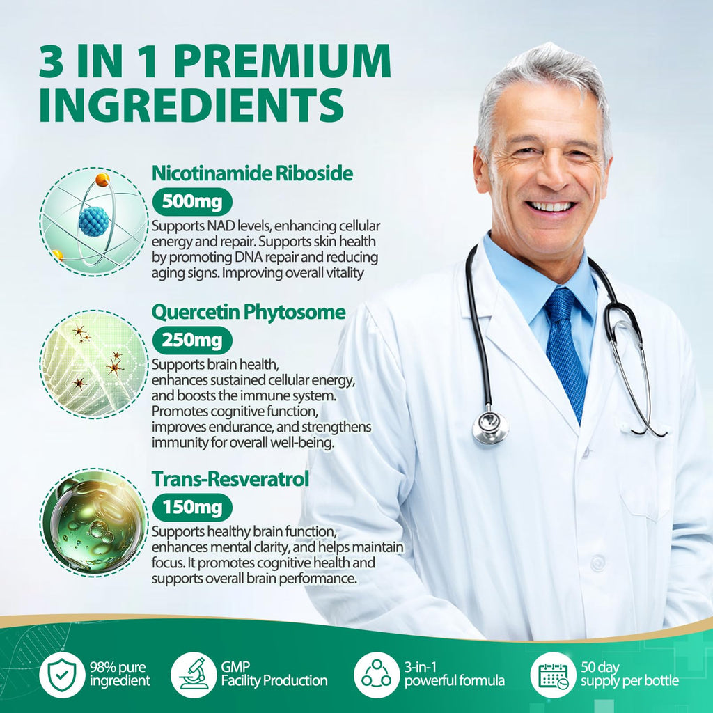 BURMINY NAD Supplement, NAD Nicotinamide Riboside Resveratrol 900mg, Liposomal NAD Supplements for Women & Man, High Purity NMNH Supplement Alternative for Anti-Aging, Energy, Focus - 2Pcs BURMINY Au supplements