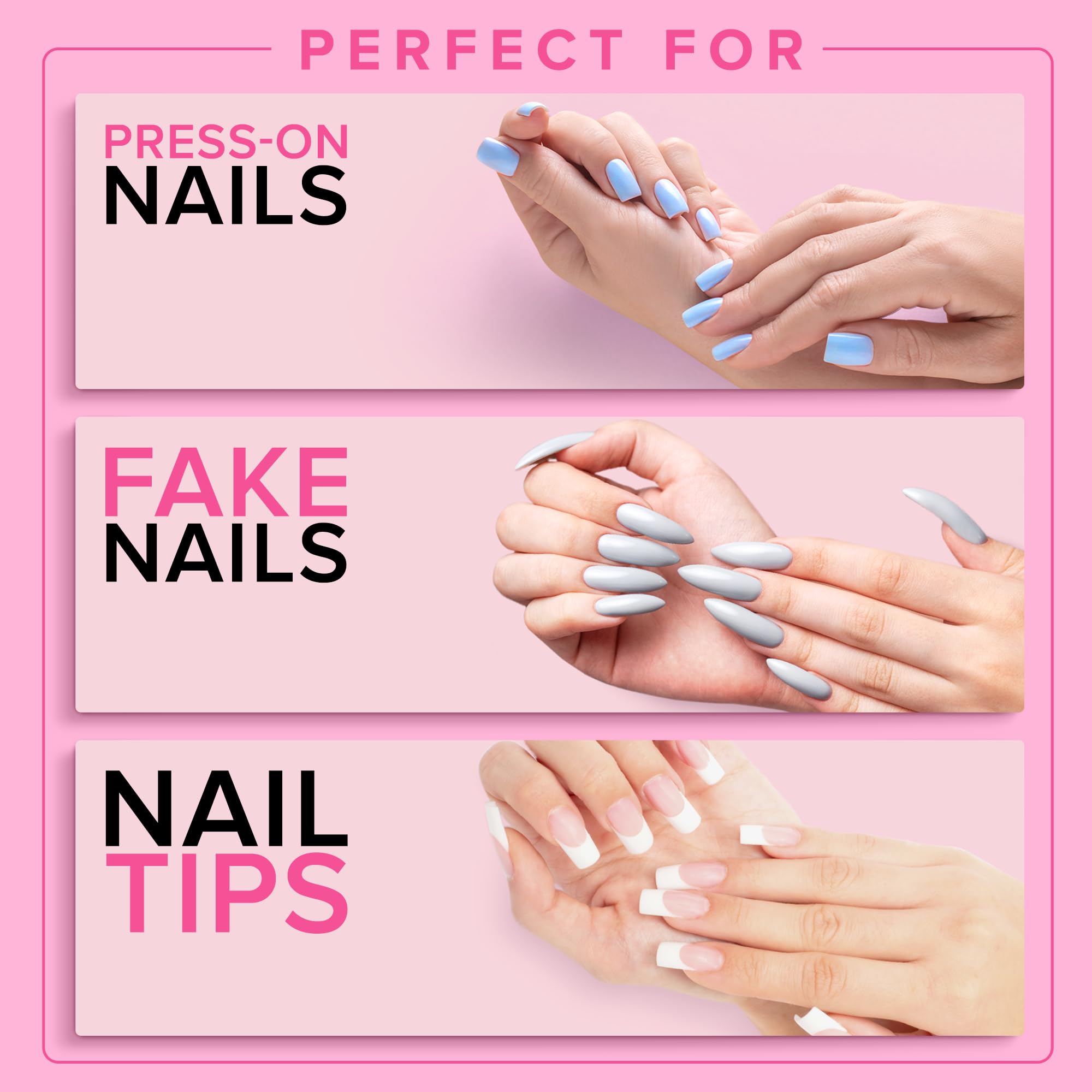 Super Strong Nail Glue for Press On Nails, Nail Tips & Acrylic Nails (8ml) NYK1 NailBond Brush