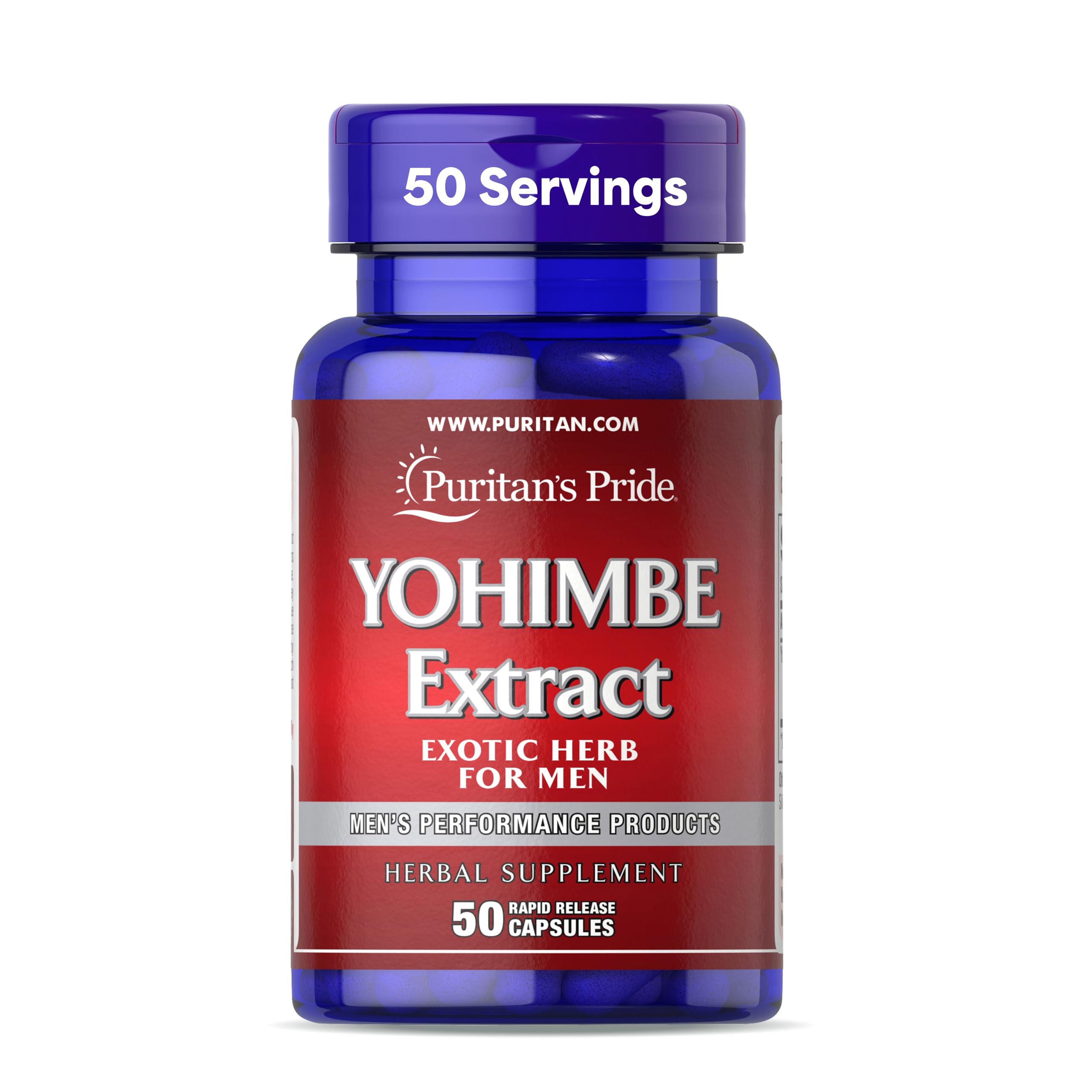 Puritan's Pride Yohimbe Exotic Herb for Men 250 mg (1000mg Equivalent), Dietary Supplement, 50 Rapid Release Capsules