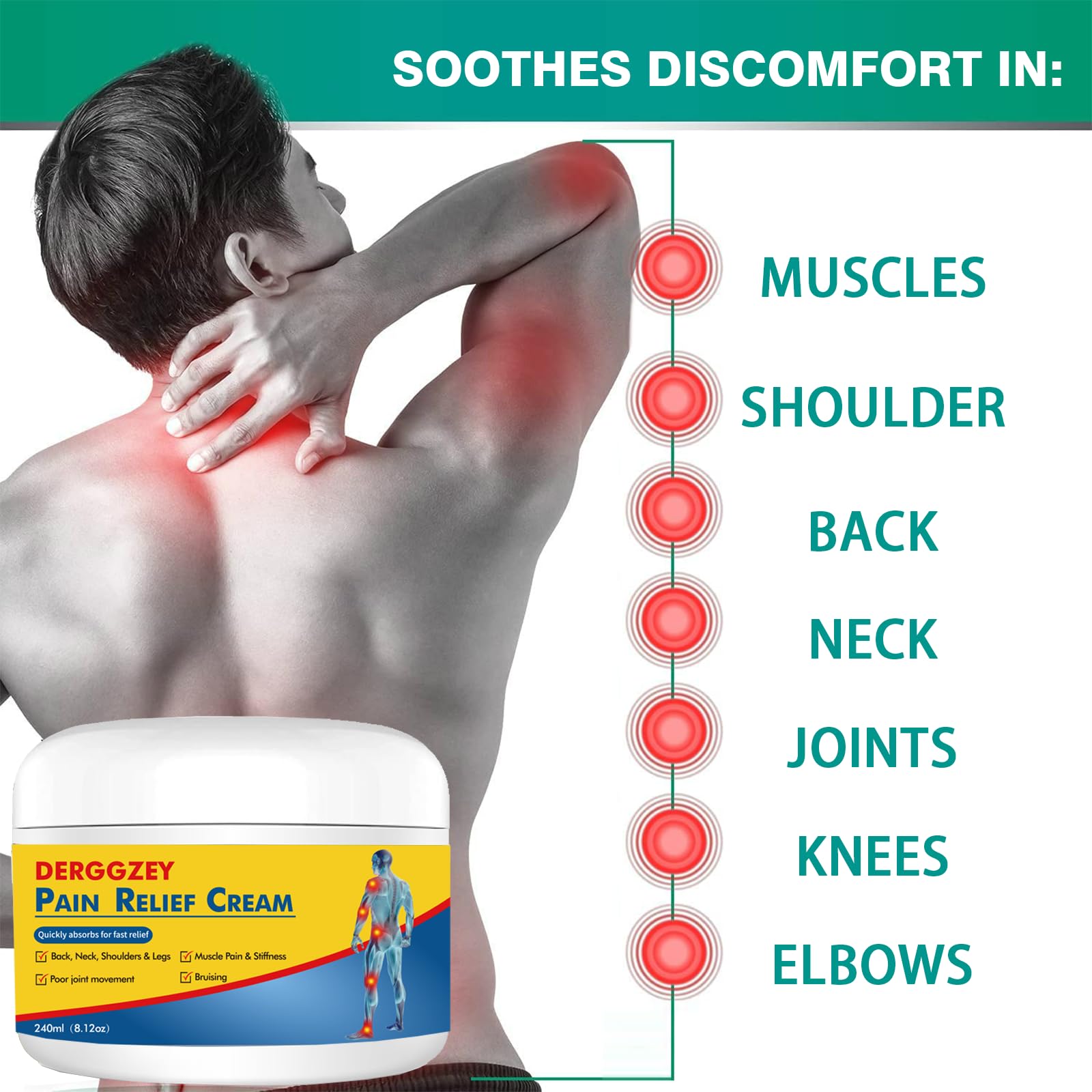 Derggzey Naturals Arthritis Pain Relief Cream 8 oz - Maximum Strength Deep Penetrating for Joint, Muscle, Knee, Back, Feet, Hand, Ankle - Effective Soothing Derggzey Au supplements
