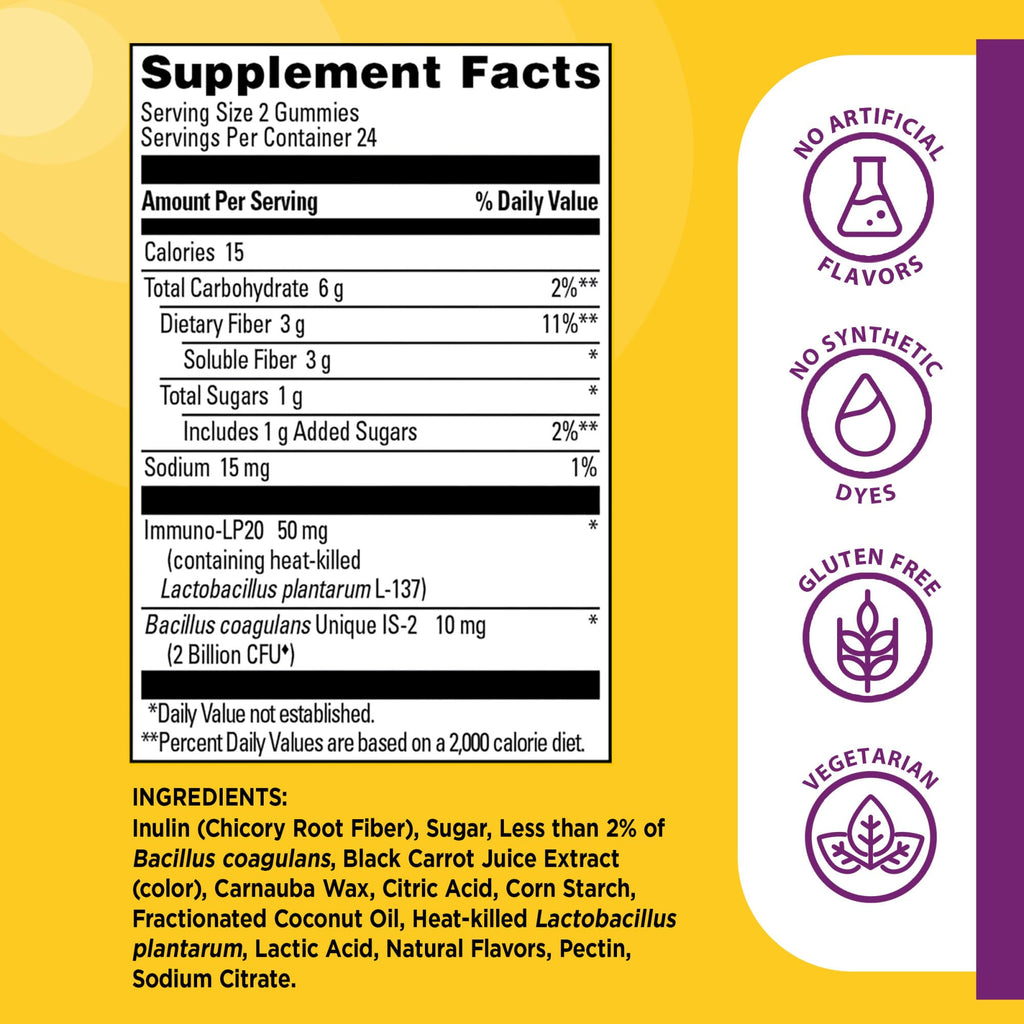 Nature Made Triple-Action Biotics, Gut and Immune Health Support, Digestive Probiotics for Women and Men, Prebiotic Fiber Gummies, 48 Gummies, 24 Day Supply