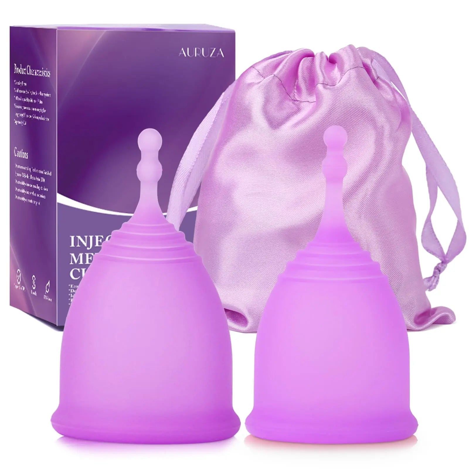 AURUZA Menstrual Cups, Set of 2 Reusable Period Cups Kit for Girls & Women, Silicone Soft Cups AURUZA Au supplements