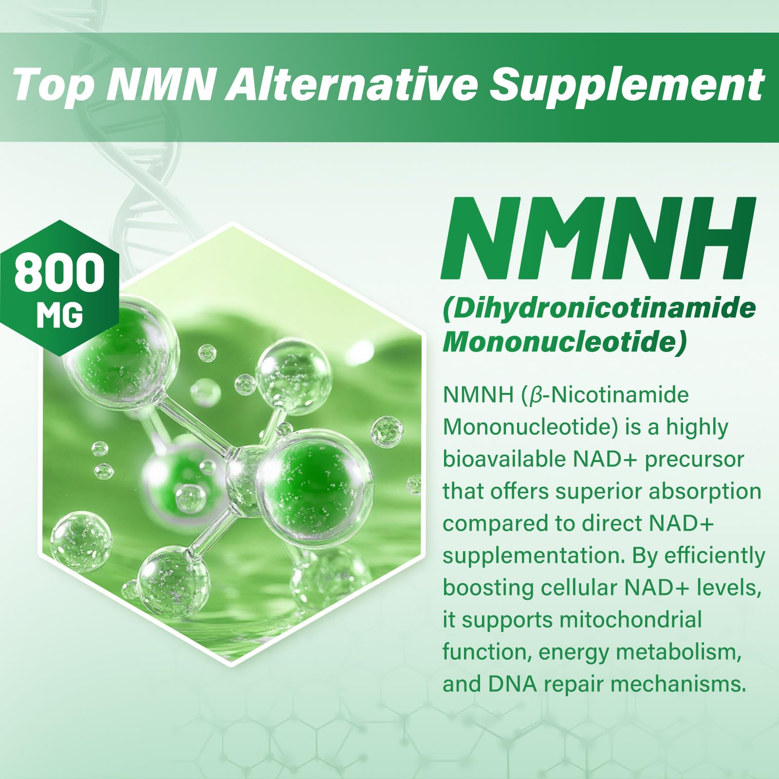 SUPRANOURISH Pure NMNH Supplement 120 Capsules - 800mg High-Purity NMNH Supplements, NAD Supplement for Boost NAD+ for Anti-Aging & Cellular Energy SUPRANOURISH Au supplements