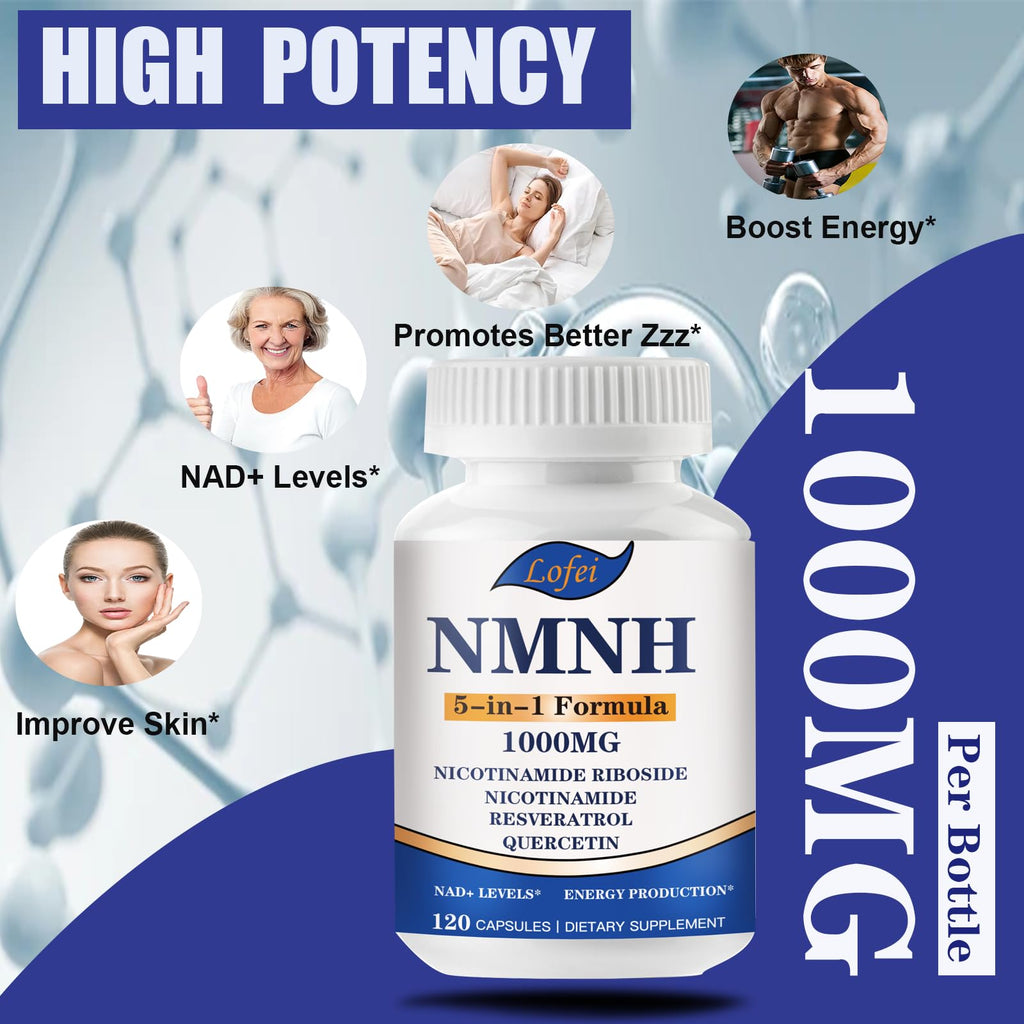 NMNH (Dihydronicotinamide Mononucleotide),NMNH Supplement 1000mg Pure Nicotinamide Mononucleotide Boosts NAD+ Levels, NAD Supplement,for Energy,Immune,Non-GMO, Gluten Free,120 Capsules Lofei Au supplements