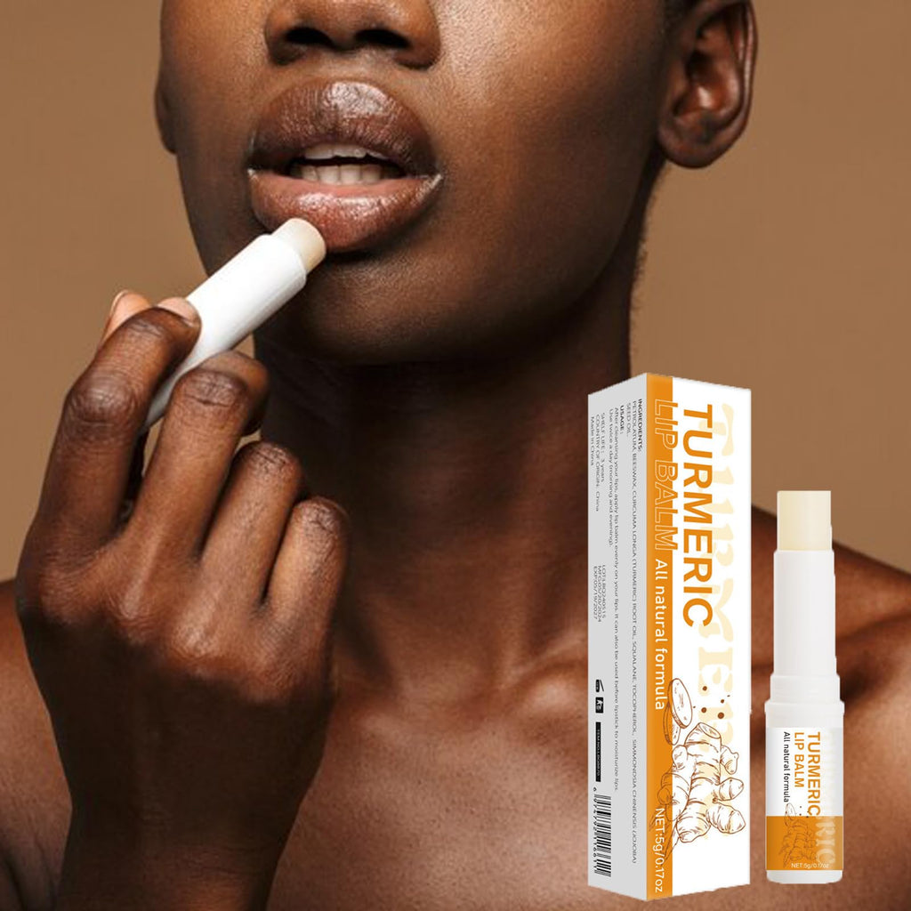 Turmeric Lip Balm for Smokers With Root Oil - Brightening for Dark Lips, Long-Lasting Moisturizer for Dry