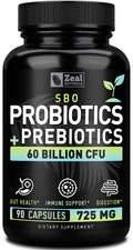 Probiotics and Prebiotics + SBO Probiotics (60 Billion CFU | 90 Capsules) Acidophilus Probiotic w. Saccharomyces Boulardii, Bifidobacterium + Spore Probiotic & Organic Sprouted Prebiotic Fiber Blend Zeal Naturals Au supplements