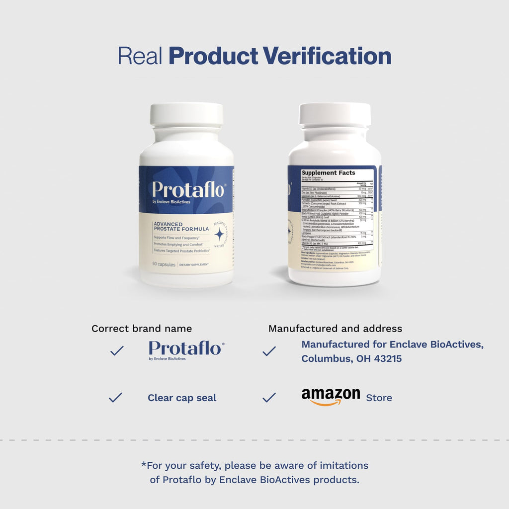 Protaflo Prostate Supplements for Men - Supports Urinary Flow & Bladder Control | Probiotics + Black Walnut, Nettle, Turmeric, Lycopene, Pumpkin Seed