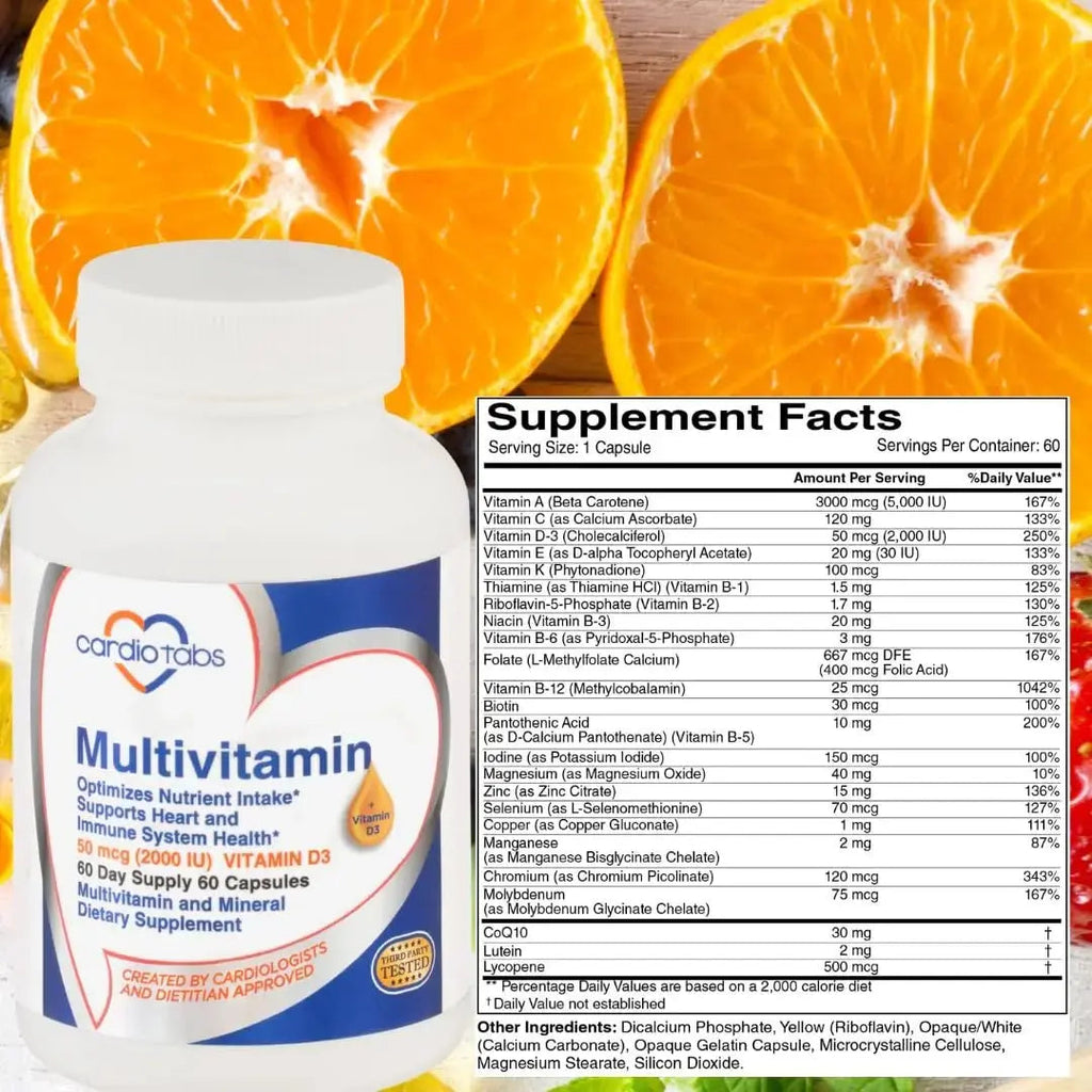 Cardiotabs Multivitamin - Heart and Immunity Supplements for Men & Women, Multivitamin for Men & Women, with Minerals B-Vitamin Complex CardioTabs Au supplements