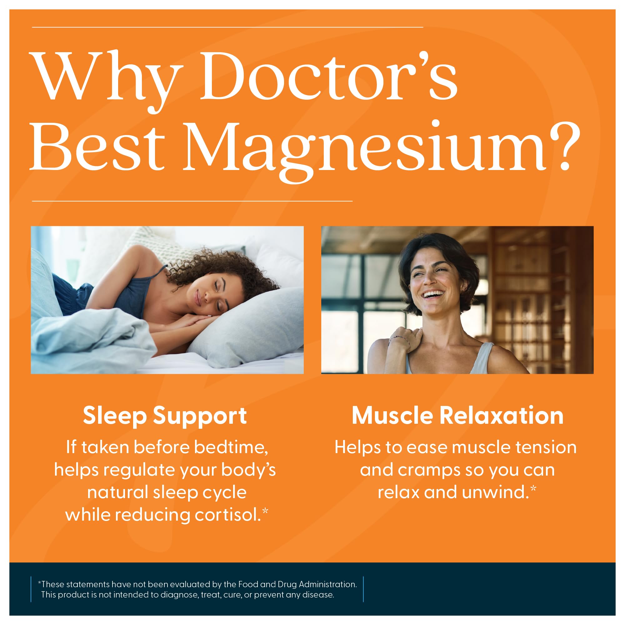 Doctor's Best High Absorption Magnesium Glycinate Lysinate Supplement for Sleep Support - Chelated Magnesium Tablets for Women & Men, 200mg per Serving