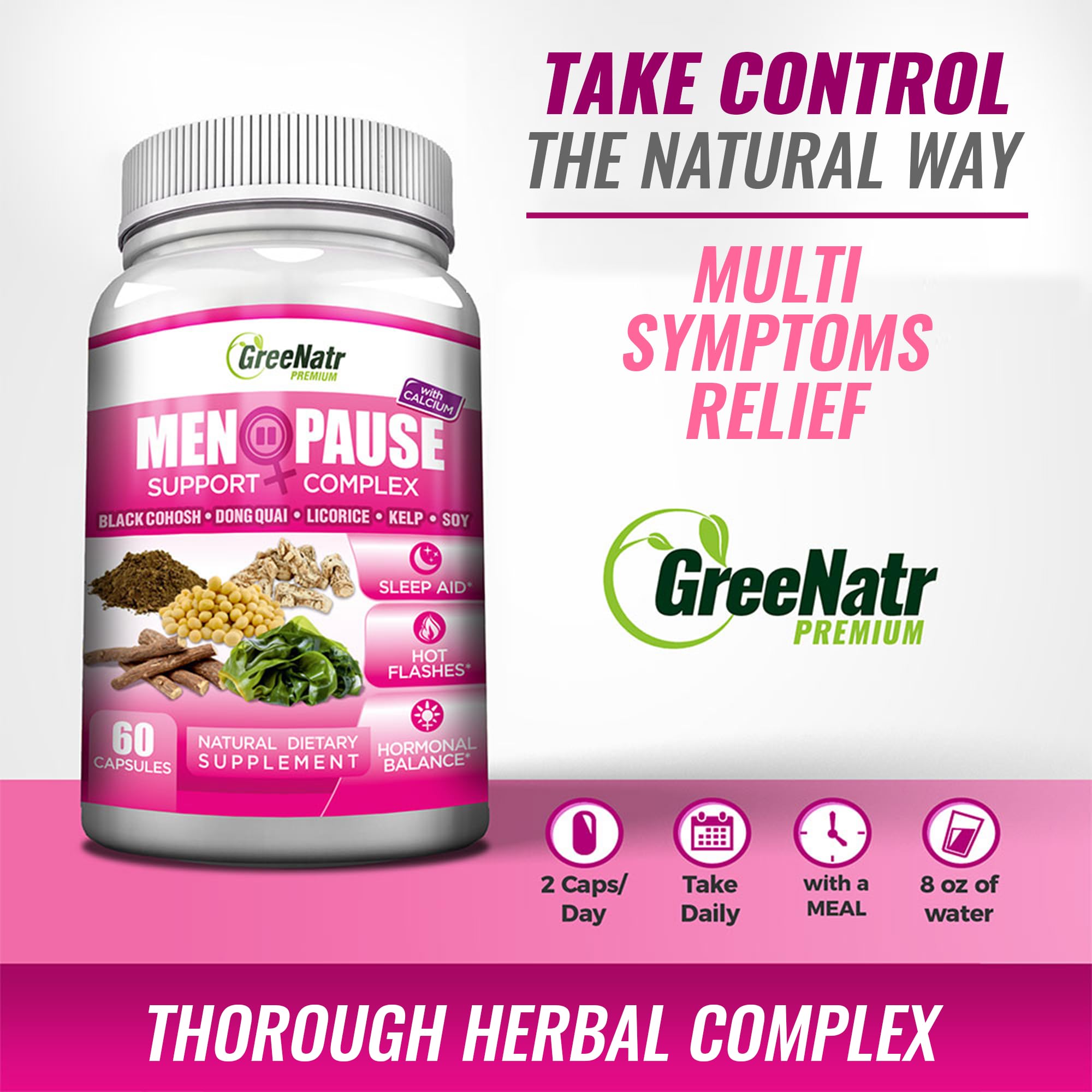 GreeNatr Menopause Supplements for Women - Perimenopause Supplements Women with Dong Quai & Black Cohosh for Menopause Hot Flashes - Menopause Support for Sleep Quality & Hormone Balance - 60 Caps GreeNatr Au supplements