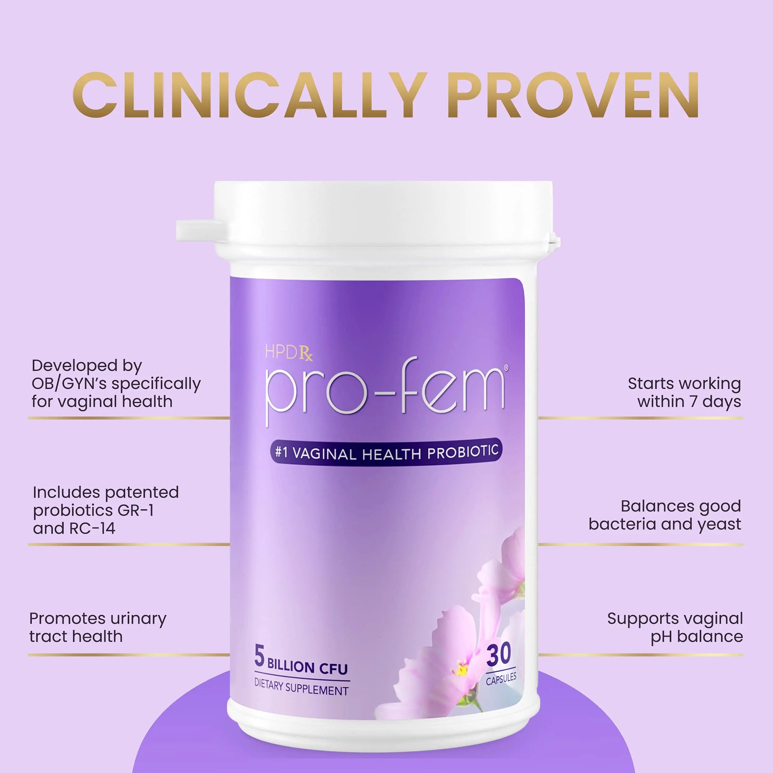 HPD Rx Pro-Fem #1 Vaginal Health Probiotic | Vaginal Probiotics | Clinically Proven to Promote Yeast & PH HPD Rx Au supplements