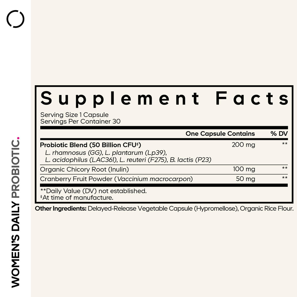 Codeage Women’s Daily Probiotic Supplement – 50 Billion CFU Supplement, Cranberry Fruit Powder, Prebiotic Chicory Root Inulin – Women’s Wellness Support – 1 Capsule Per Serving - Non-GMO – 30 Capsules Codeage Au supplements
