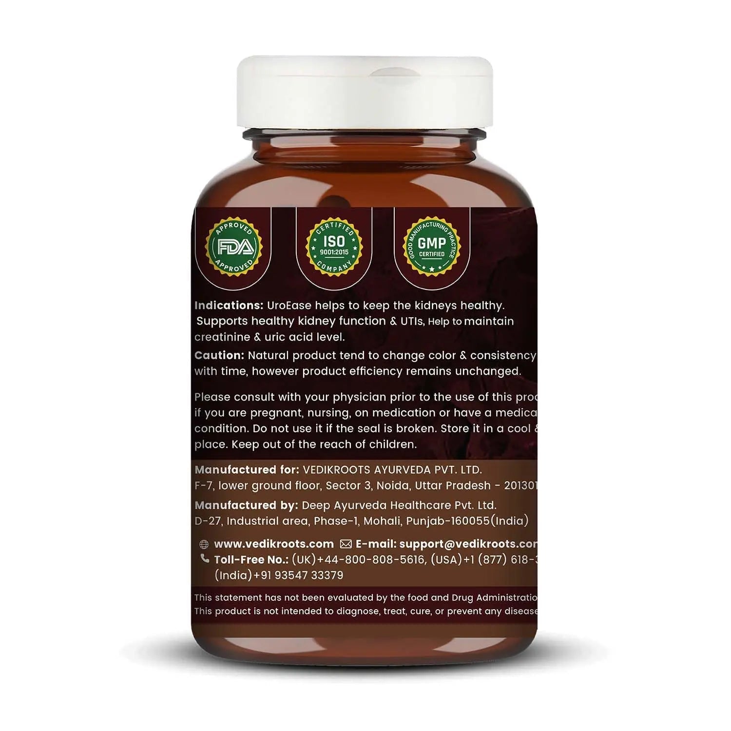VEDIKROOTS UroEase | Ayurvedic Herbal Supplement for Kidney Health & Uric Acid Levels | Supports Urinary Tract Health | 60 Veg Capsules VEDIKROOTS Au supplements