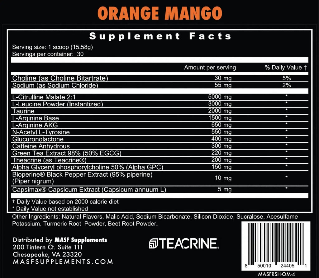 MASF Rush Pre-Workout (Orange-Mango) MASF Au supplements