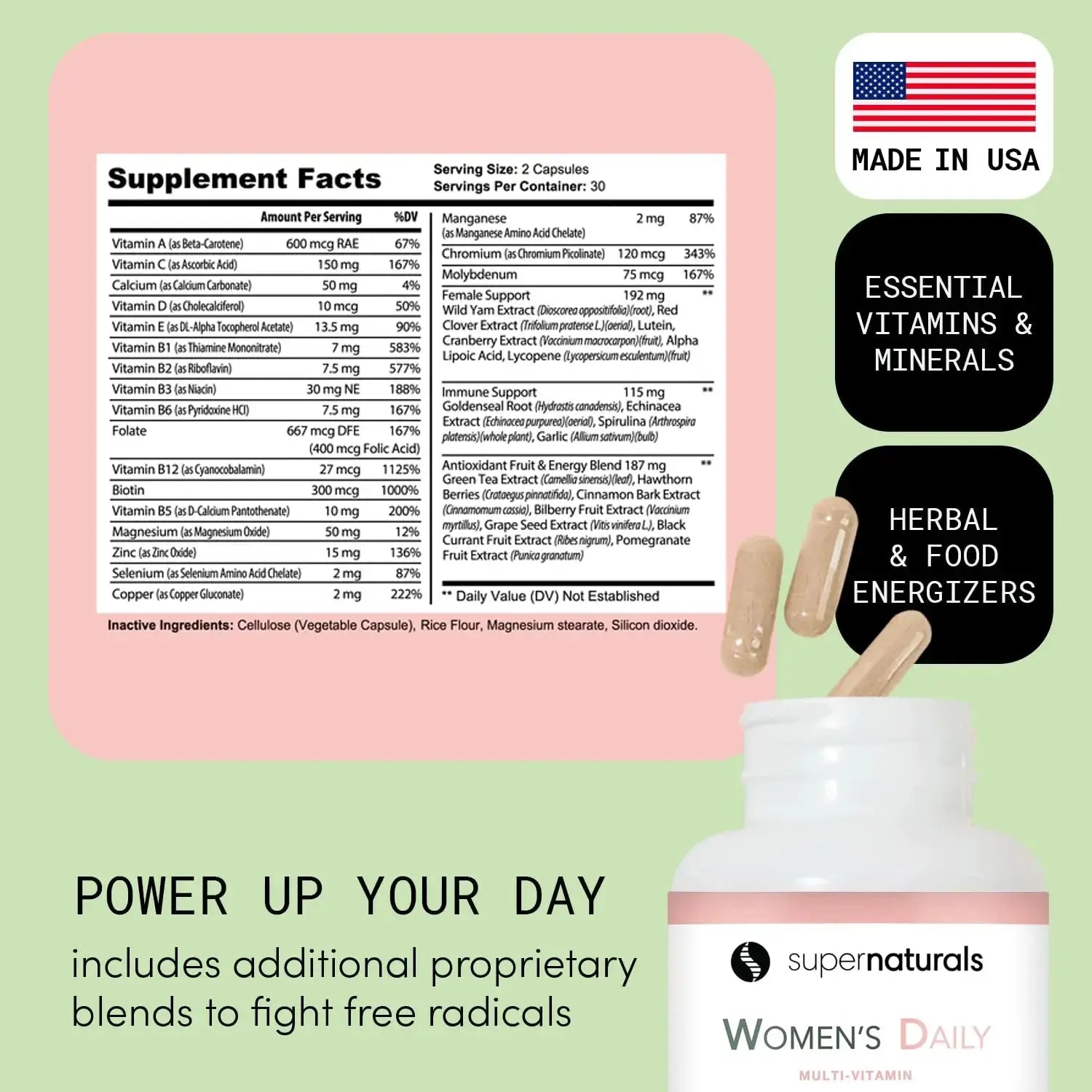Super Naturals Health, Multivitamin for Women, Immune Defense Supplement Multivitamin Capsules, Vegan Supplements for Women - 60 Capsules JLM NUTRITIONALS Au supplements