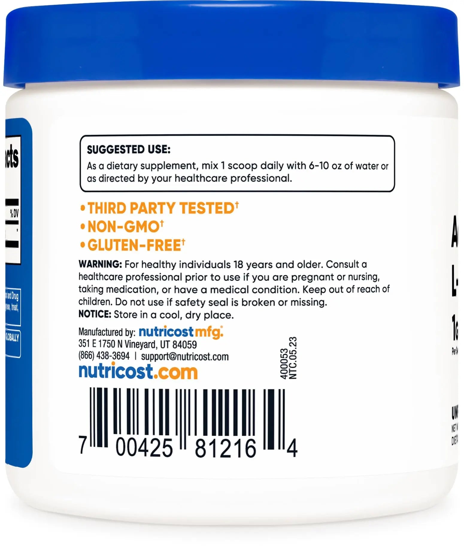 Nutricost Acetyl L-Carnitine (ALCAR) 100 Grams - 1000mg Per Serving - Non-GMO, Gluten Free Nutricost Au supplements