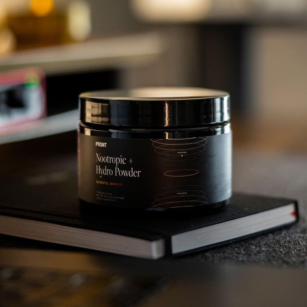 PRSNT Nootropic Focus Powder | Mango 25 Servings | Caffeine-Free, Sugar-Free | Supports Focus, Energy, Mental Clarity | Nootropic + Electrolytes Hydration Focus Drink Mix PRSNT Au supplements