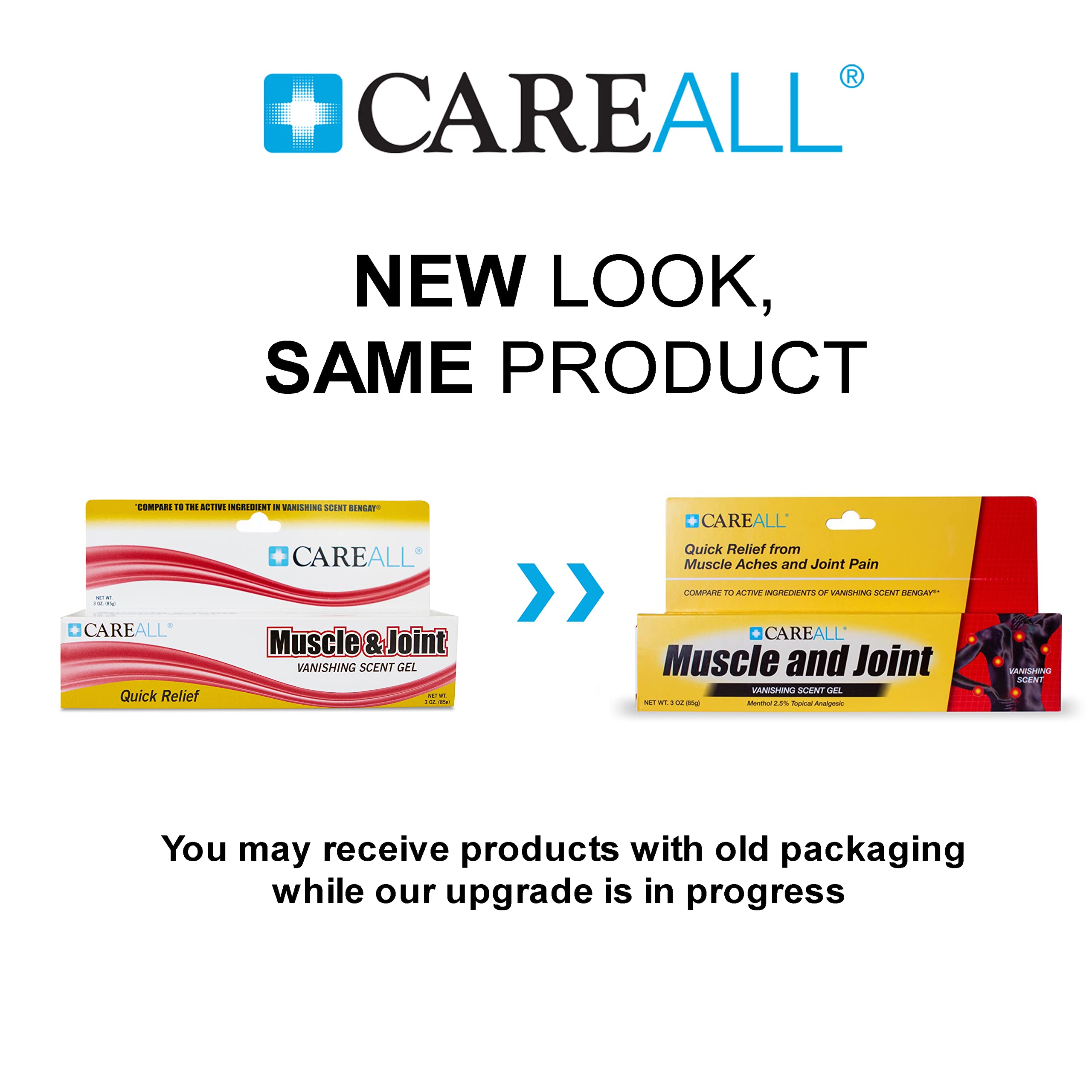 CareAll Muscle & Joint Vanishing Scent Gel, 3.0 oz. (3 Pack), Non-Greasy, Pain Relief Gel for Muscle, Back and Minor Arthritis, Topical Analgesic, 2.5% Menthol CareAll Au supplements