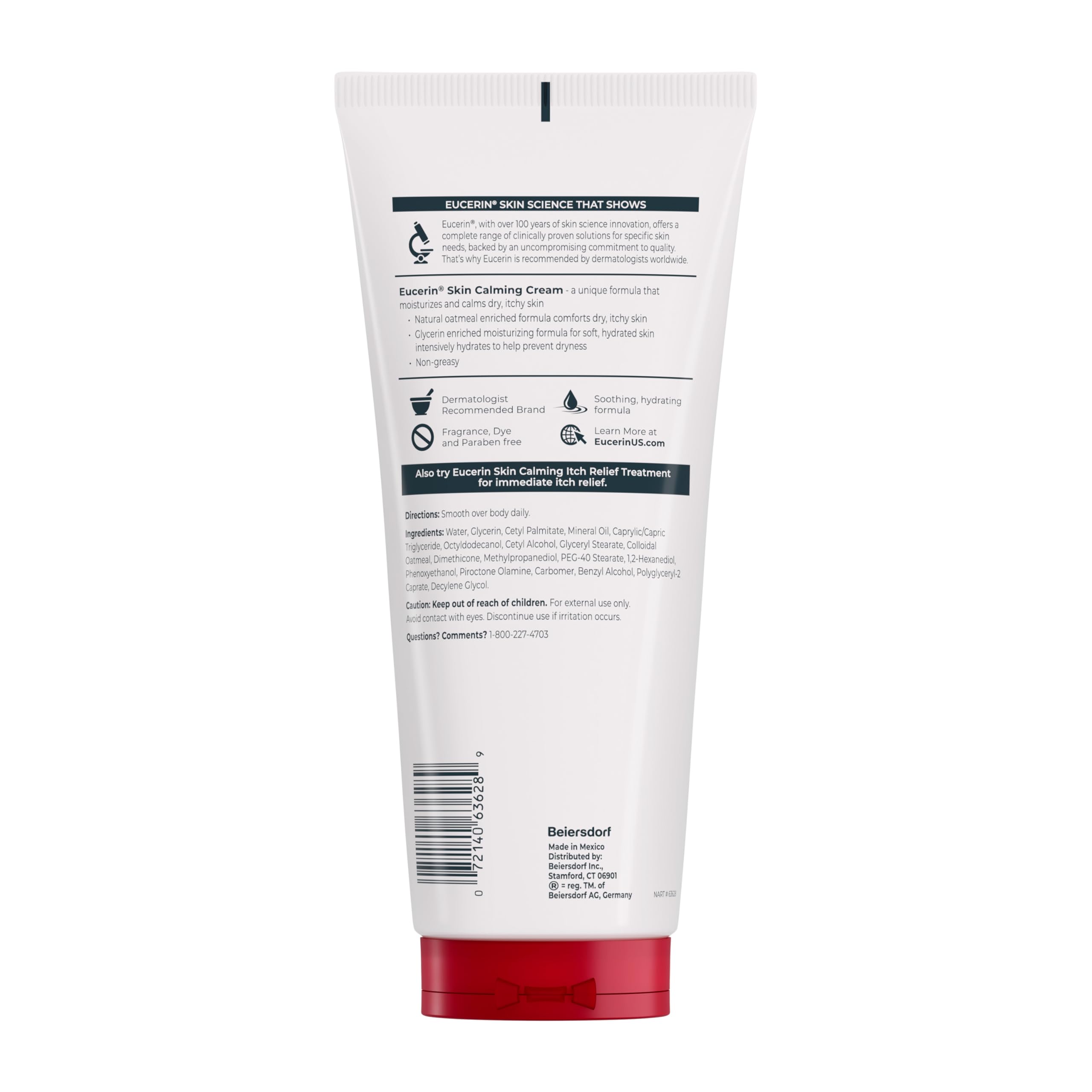 Eucerin Skin Calming Cream - Full Body Lotion for Dry, Itchy Skin, Natural Oatmeal Enriched - 14 oz. Tube
