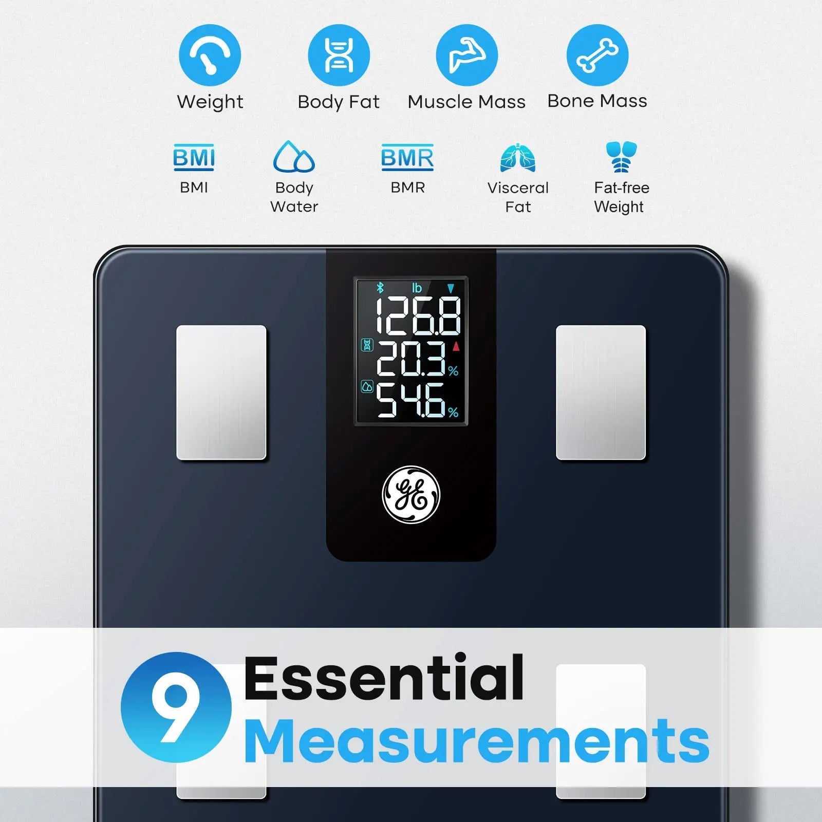 GE Smart Scale for Body Weight and Fat Percentage with All-in-one LCD Display GE Au supplements