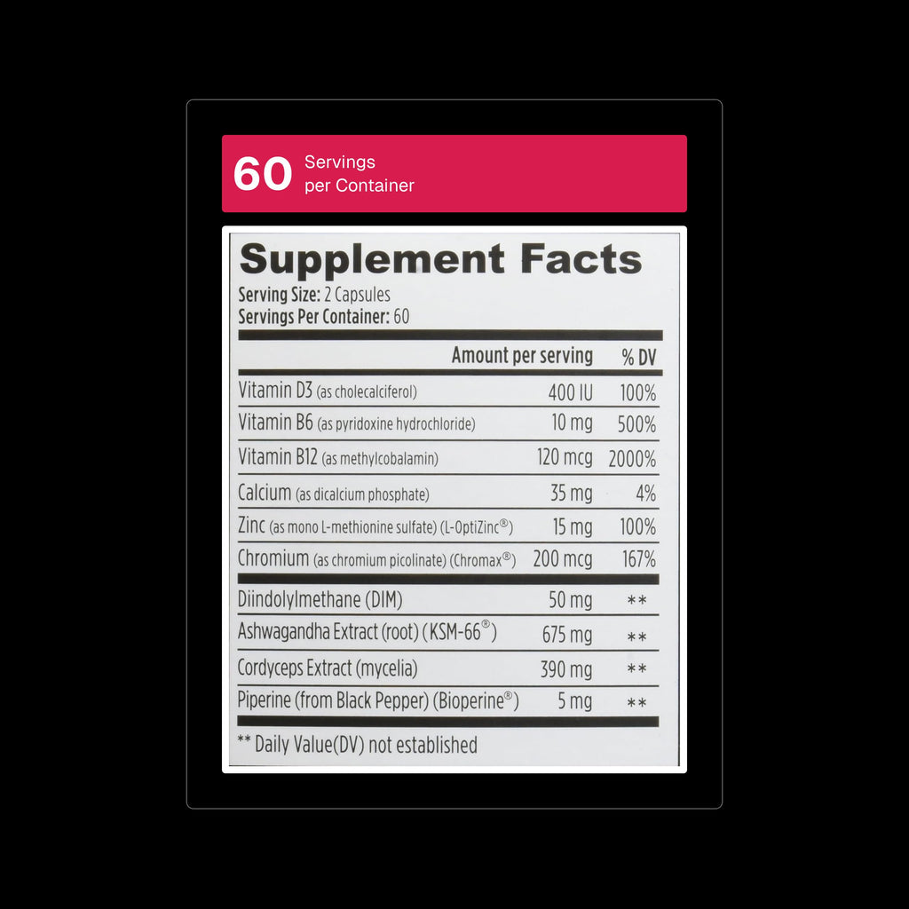 Weider Prime Support - Men's Nutrition - Enriched with Vitamins & Minerals - with Ashwagandha, Chromax Chromium, Bioperine & Zinc - Gluten Free - 120 Capsules