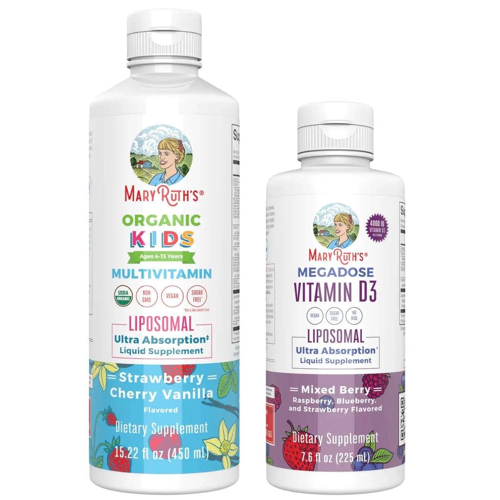 MaryRuth Organics Kids Multivitamin Liposomal (Strawberry Cherry & Vanilla) & Vitamin D3 Liposomal (Mixed Berry) Clean Label Project Verified MARYRUTH'S Au supplements