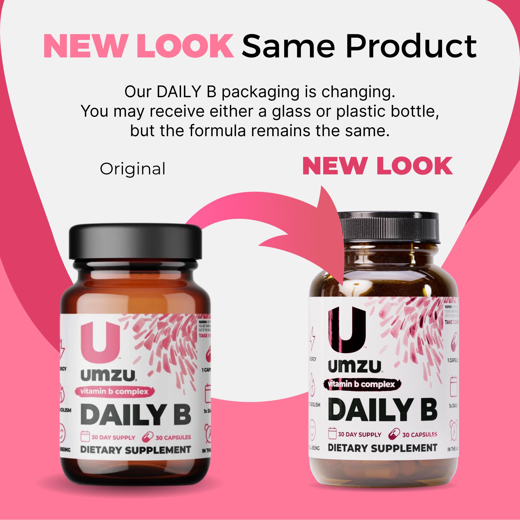 UMZU Daily B, 30 Day Supply – Complete Vitamin B Complex Supplement Blend with B1, B2, B3, B5, B6, B7, B9 & B12 Plus Folic Acid & Biotin – Supports Energy, Focus, Mood,