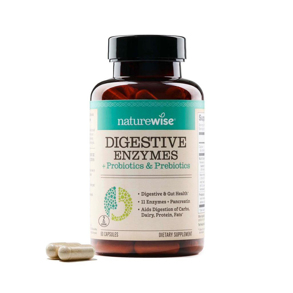 NatureWise Digestive Enzymes - Multi Enzymes with Probiotics + Prebiotics - Post Mealtime Comfort & Bloating Support + Aids Digestion and Gut Health - Soy-Free, Non-GMO - 60 Capsules[1-Month Supply] NatureWise Au supplements